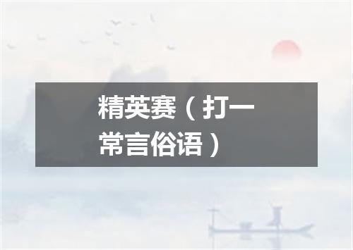 精英赛（打一常言俗语）