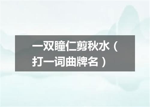 一双瞳仁剪秋水（打一词曲牌名）