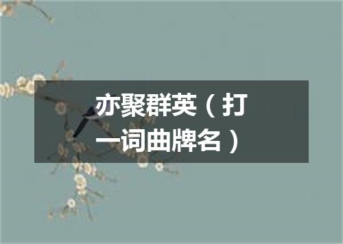 亦聚群英（打一词曲牌名）