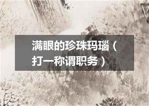 满眼的珍珠玛瑙（打一称谓职务）