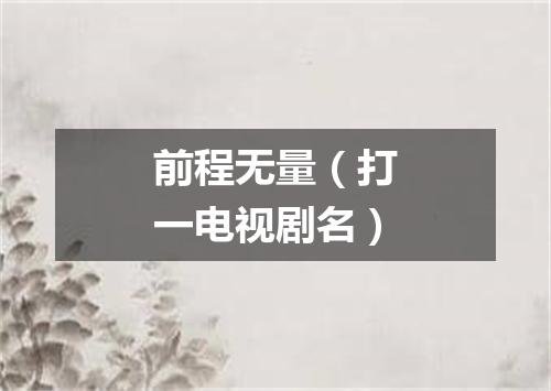 前程无量（打一电视剧名）