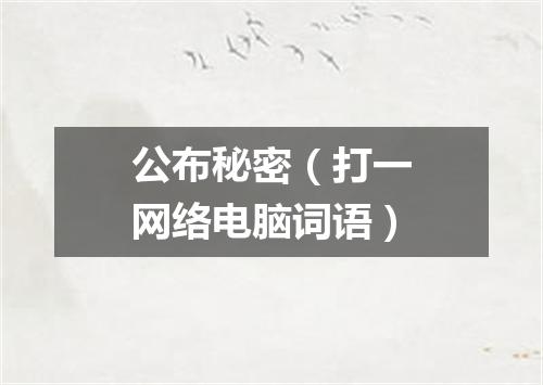 公布秘密（打一网络电脑词语）