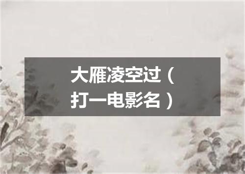 大雁凌空过（打一电影名）