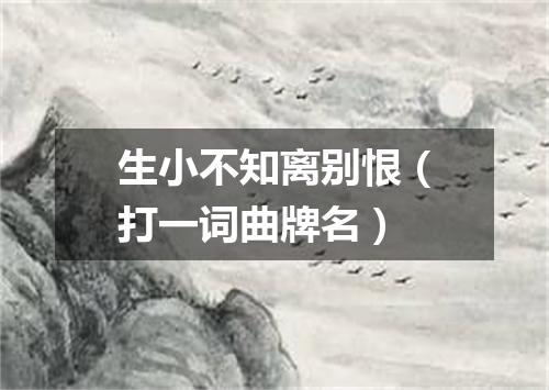 生小不知离别恨（打一词曲牌名）