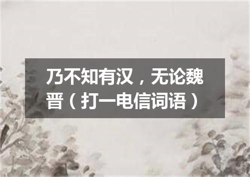 乃不知有汉，无论魏晋（打一电信词语）