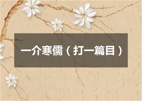 一介寒儒（打一篇目）