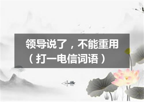 领导说了，不能重用（打一电信词语）