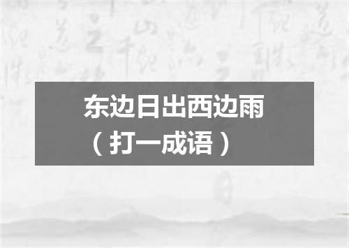 东边日出西边雨（打一成语）