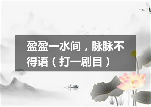 盈盈一水间，脉脉不得语（打一剧目）
