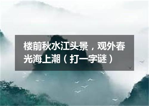 楼前秋水江头景，观外春光海上潮（打一字谜）