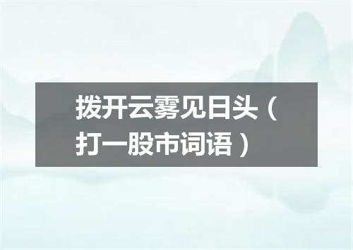 拨开云雾见日头（打一股市词语）