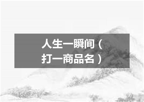 人生一瞬间（打一商品名）