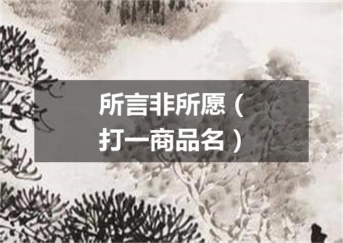 所言非所愿（打一商品名）