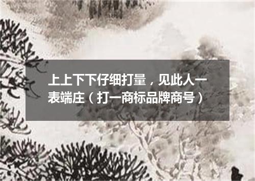 上上下下仔细打量，见此人一表端庄（打一商标品牌商号）