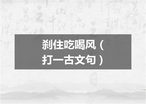 刹住吃喝风（打一古文句）
