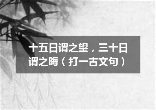 十五日谓之望，三十日谓之晦（打一古文句）