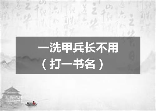 一洗甲兵长不用（打一书名）