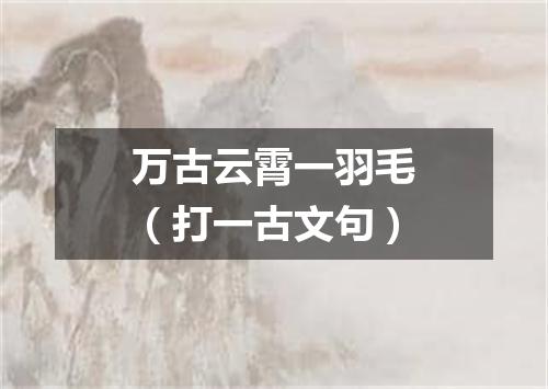 万古云霄一羽毛（打一古文句）