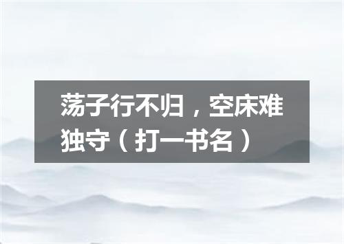 荡子行不归，空床难独守（打一书名）