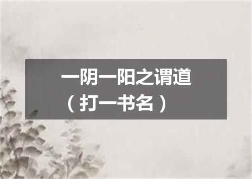 一阴一阳之谓道（打一书名）