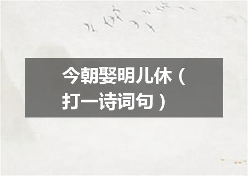今朝娶明儿休（打一诗词句）