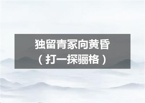 独留青冢向黄昏（打一探骊格）