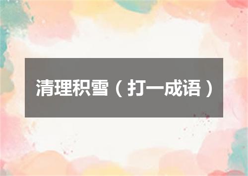 清理积雪（打一成语）