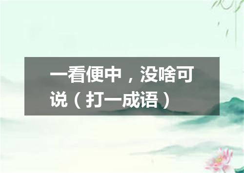 一看便中，没啥可说（打一成语）