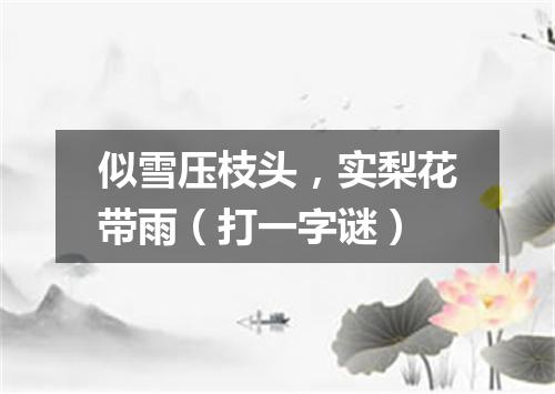 似雪压枝头，实梨花带雨（打一字谜）