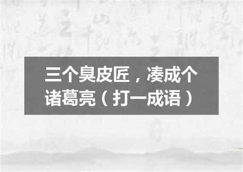 三个臭皮匠，凑成个诸葛亮（打一成语）