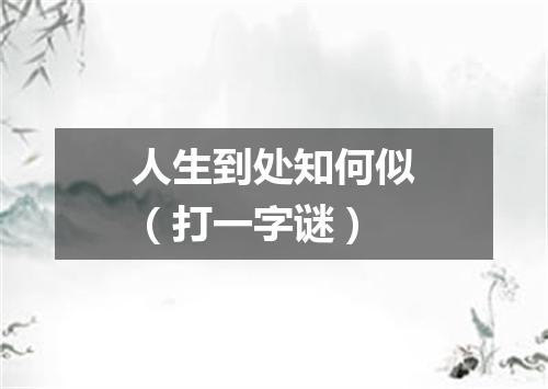 人生到处知何似（打一字谜）