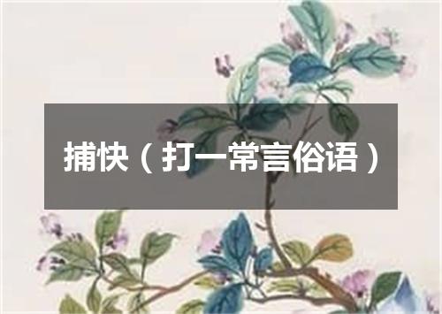 捕快（打一常言俗语）