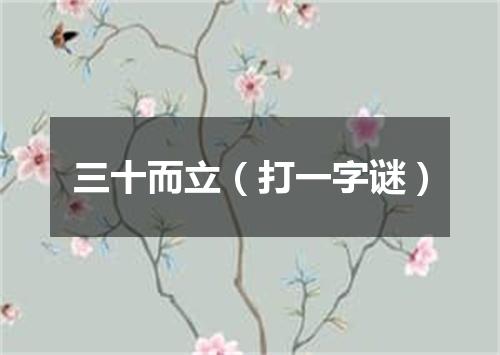 三十而立（打一字谜）
