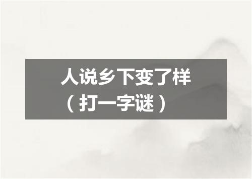 人说乡下变了样（打一字谜）