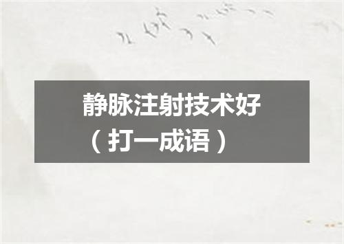 静脉注射技术好（打一成语）