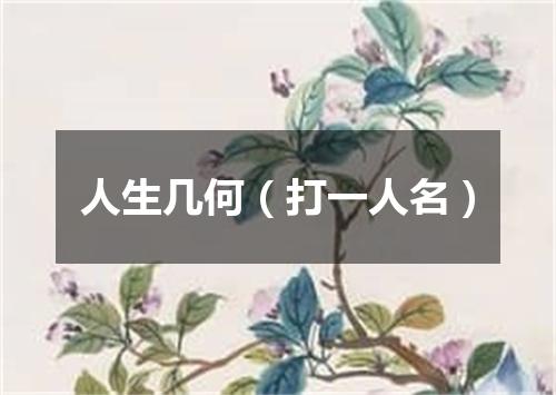 人生几何（打一人名）