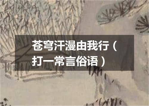 苍穹汗漫由我行（打一常言俗语）