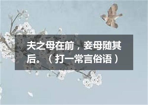 夫之母在前，妾母随其后。（打一常言俗语）