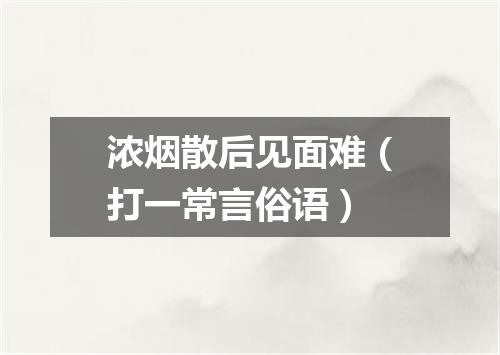 浓烟散后见面难（打一常言俗语）