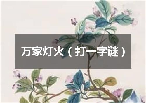 万家灯火（打一字谜）