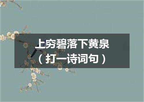上穷碧落下黄泉（打一诗词句）
