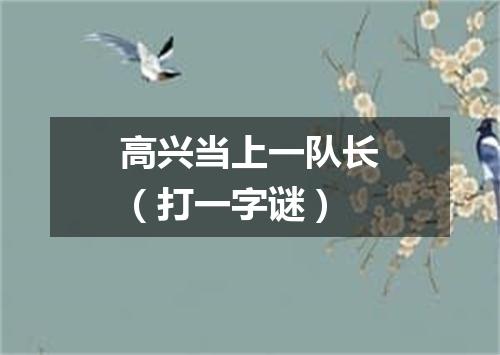 高兴当上一队长（打一字谜）