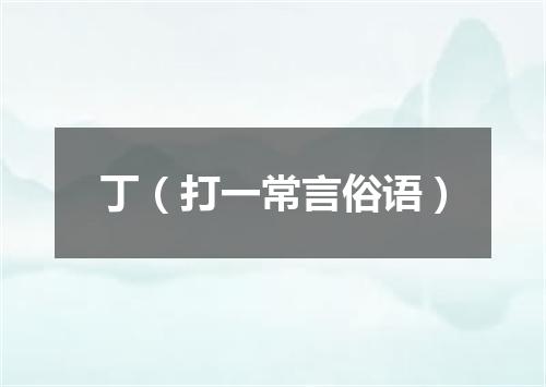 丁（打一常言俗语）