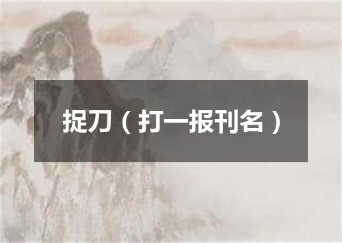 捉刀（打一报刊名）
