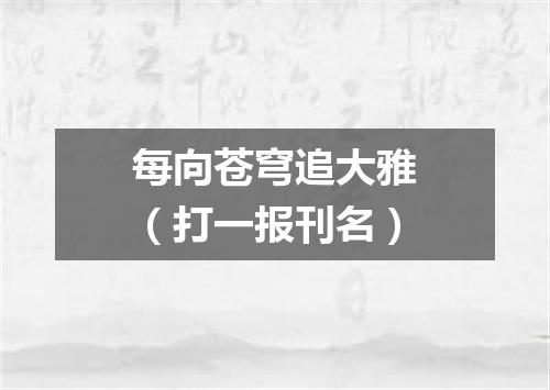 每向苍穹追大雅（打一报刊名）