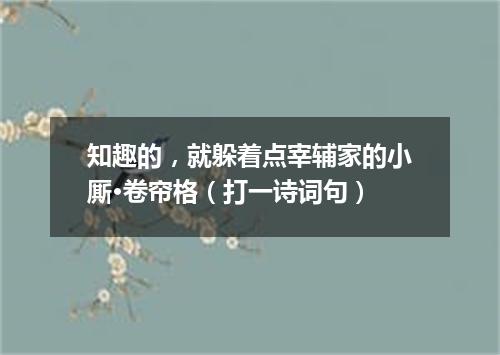知趣的，就躲着点宰辅家的小厮·卷帘格（打一诗词句）