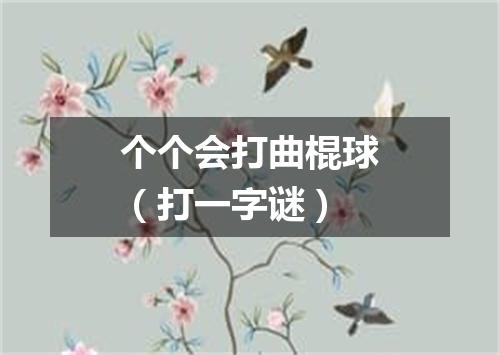 个个会打曲棍球（打一字谜）