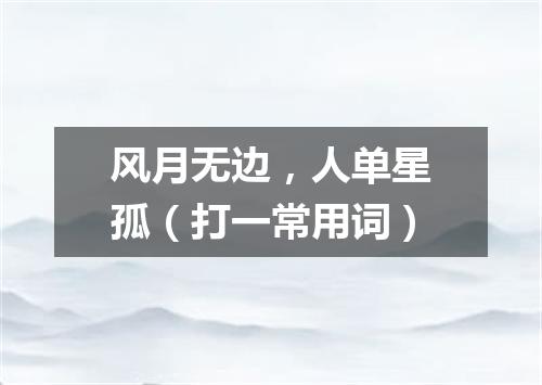 风月无边，人单星孤（打一常用词）