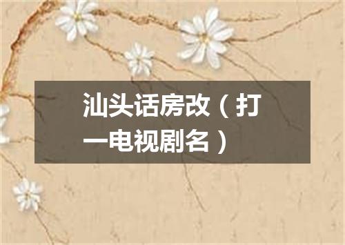 汕头话房改（打一电视剧名）