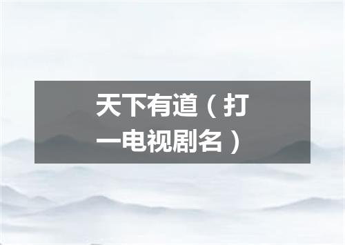 天下有道（打一电视剧名）